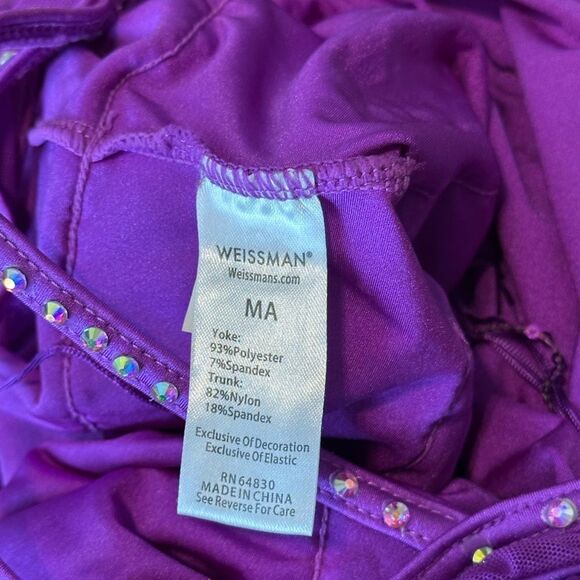 Weissman Dance Purple Fringe Unitard Sparky Flapper Costume Adult Size MA 8/10 - Picture 5 of 9